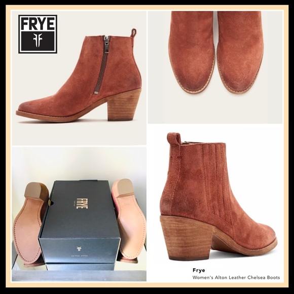 Frye Alton Suede Leather Chelsea Boots Rosewood - Picture 10 of 16